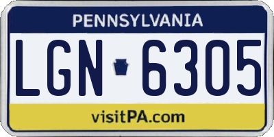PA license plate LGN6305