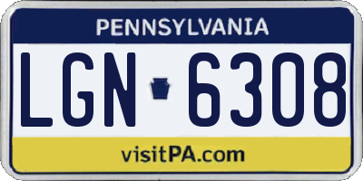PA license plate LGN6308