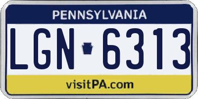 PA license plate LGN6313