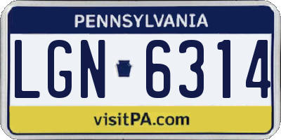 PA license plate LGN6314