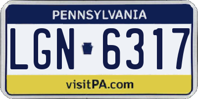 PA license plate LGN6317