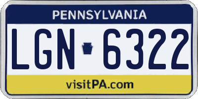 PA license plate LGN6322