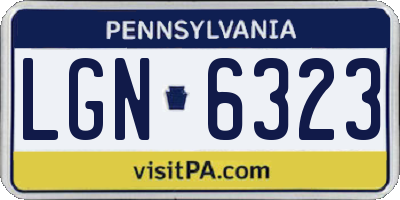 PA license plate LGN6323