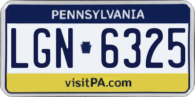 PA license plate LGN6325
