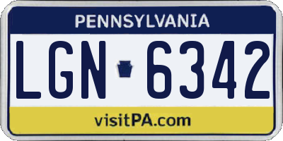 PA license plate LGN6342