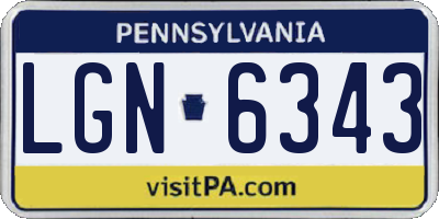 PA license plate LGN6343