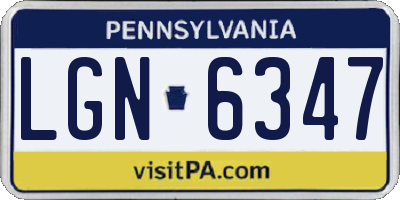 PA license plate LGN6347