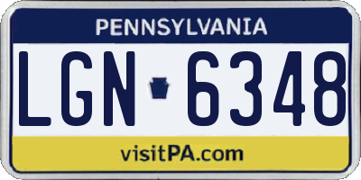 PA license plate LGN6348
