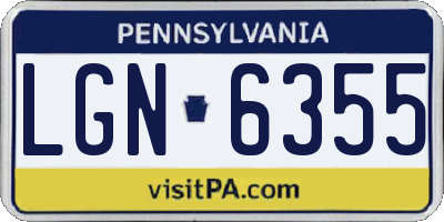 PA license plate LGN6355