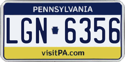 PA license plate LGN6356