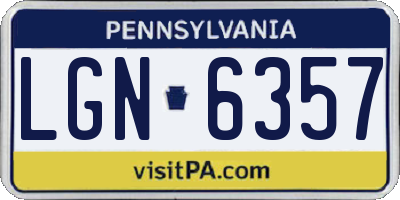 PA license plate LGN6357
