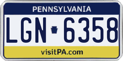 PA license plate LGN6358
