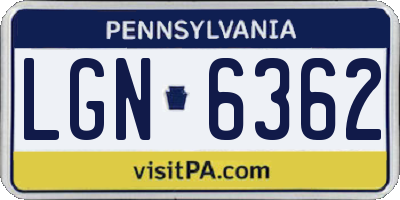 PA license plate LGN6362