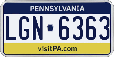 PA license plate LGN6363