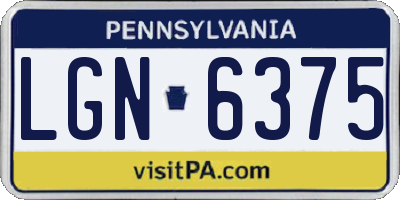 PA license plate LGN6375