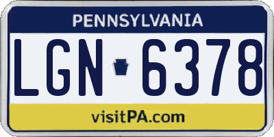 PA license plate LGN6378