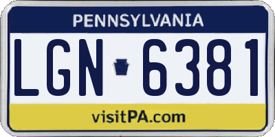 PA license plate LGN6381