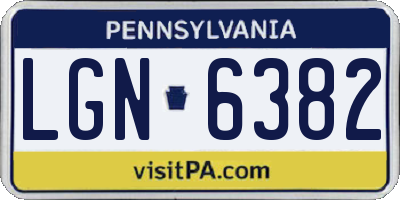 PA license plate LGN6382