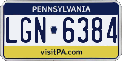 PA license plate LGN6384