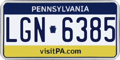 PA license plate LGN6385