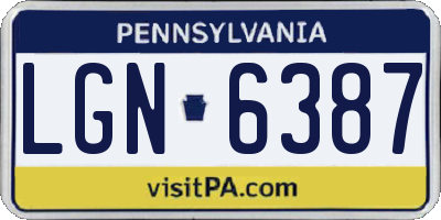 PA license plate LGN6387