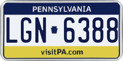PA license plate LGN6388