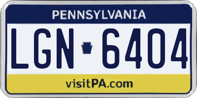 PA license plate LGN6404