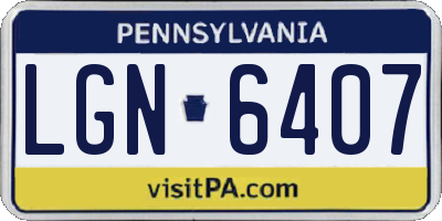 PA license plate LGN6407