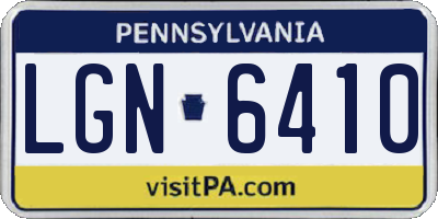 PA license plate LGN6410