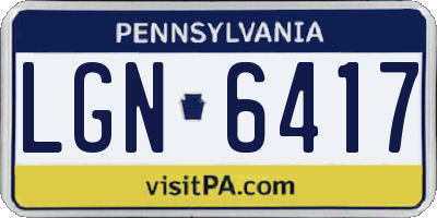 PA license plate LGN6417