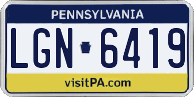 PA license plate LGN6419