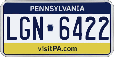 PA license plate LGN6422