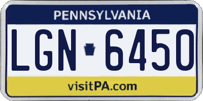 PA license plate LGN6450