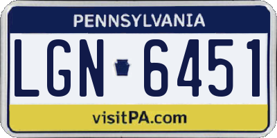 PA license plate LGN6451