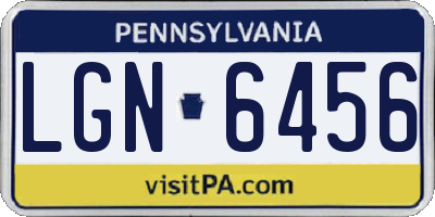 PA license plate LGN6456