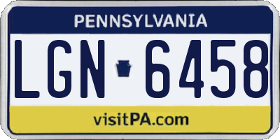 PA license plate LGN6458