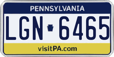 PA license plate LGN6465