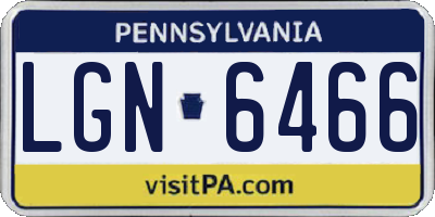PA license plate LGN6466