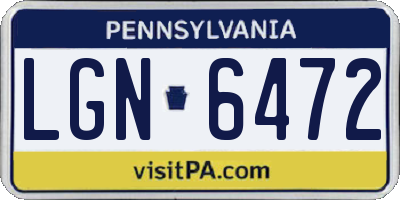 PA license plate LGN6472
