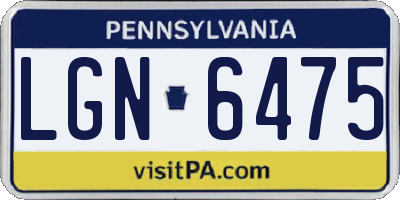 PA license plate LGN6475