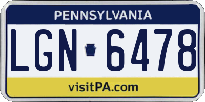 PA license plate LGN6478