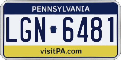 PA license plate LGN6481