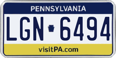 PA license plate LGN6494