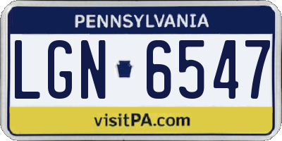 PA license plate LGN6547