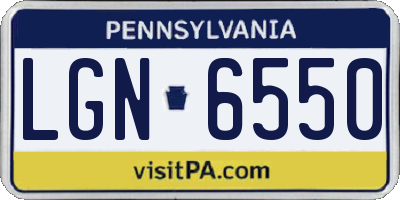 PA license plate LGN6550