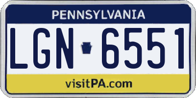 PA license plate LGN6551