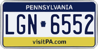PA license plate LGN6552