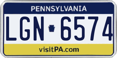 PA license plate LGN6574