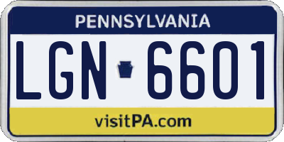 PA license plate LGN6601