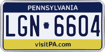 PA license plate LGN6604